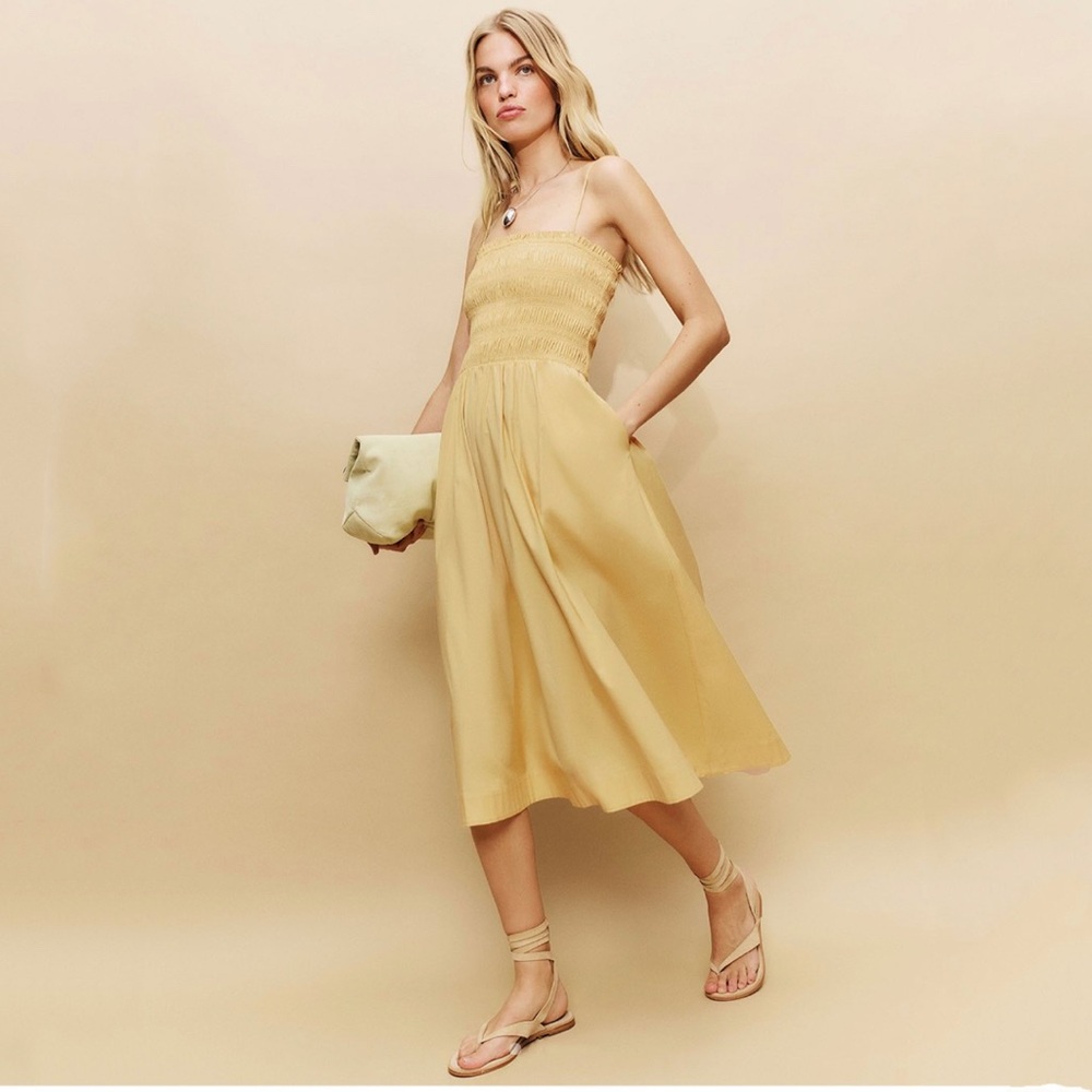 Reformation Light Yellow Midi Dress